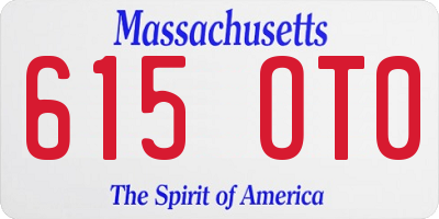 MA license plate 615OT0