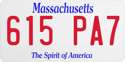 MA license plate 615PA7