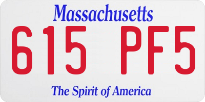 MA license plate 615PF5