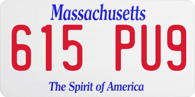 MA license plate 615PU9