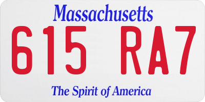 MA license plate 615RA7