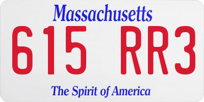 MA license plate 615RR3