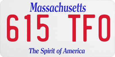MA license plate 615TF0