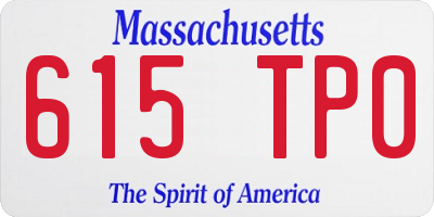 MA license plate 615TP0