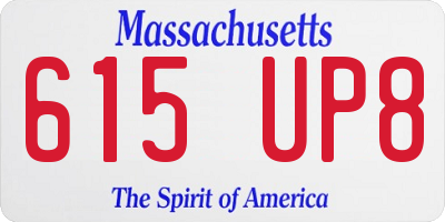 MA license plate 615UP8