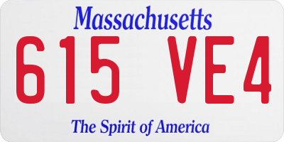 MA license plate 615VE4