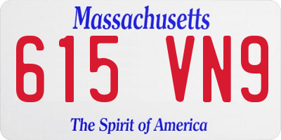 MA license plate 615VN9