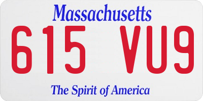MA license plate 615VU9