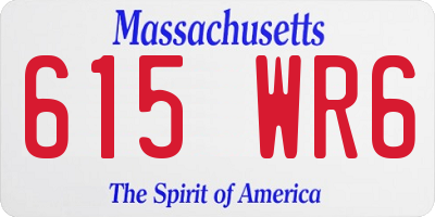 MA license plate 615WR6