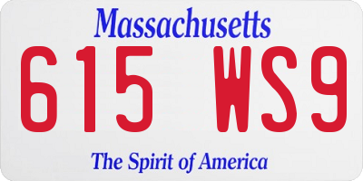 MA license plate 615WS9