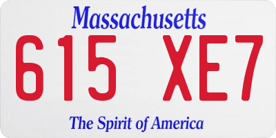 MA license plate 615XE7