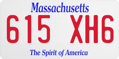 MA license plate 615XH6