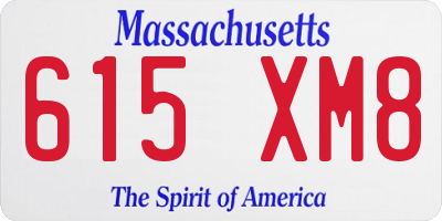 MA license plate 615XM8