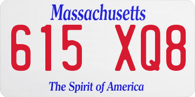 MA license plate 615XQ8
