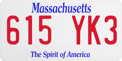 MA license plate 615YK3