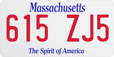 MA license plate 615ZJ5