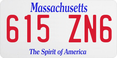 MA license plate 615ZN6