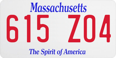 MA license plate 615ZO4