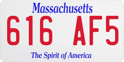 MA license plate 616AF5