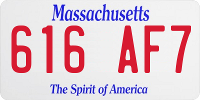 MA license plate 616AF7