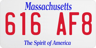 MA license plate 616AF8