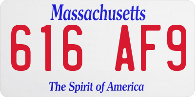 MA license plate 616AF9
