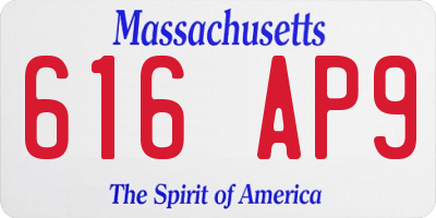 MA license plate 616AP9