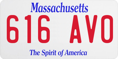 MA license plate 616AV0