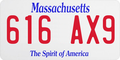 MA license plate 616AX9