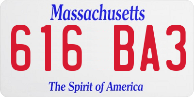 MA license plate 616BA3