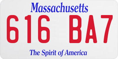 MA license plate 616BA7