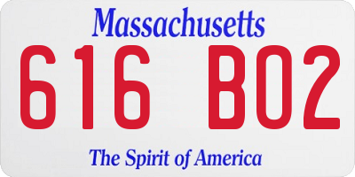 MA license plate 616BO2