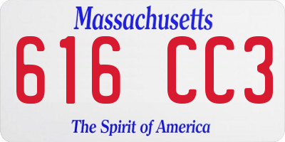 MA license plate 616CC3