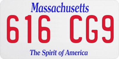 MA license plate 616CG9