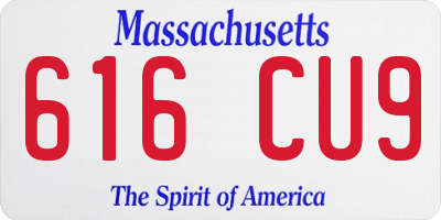MA license plate 616CU9