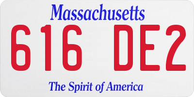 MA license plate 616DE2