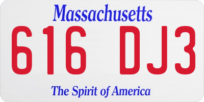MA license plate 616DJ3