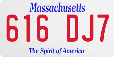 MA license plate 616DJ7