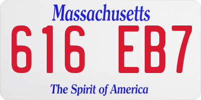 MA license plate 616EB7