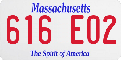 MA license plate 616EO2