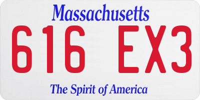 MA license plate 616EX3