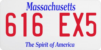 MA license plate 616EX5