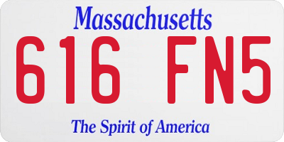 MA license plate 616FN5