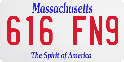 MA license plate 616FN9