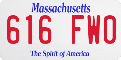 MA license plate 616FW0