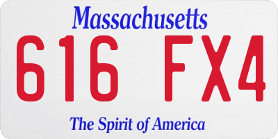 MA license plate 616FX4