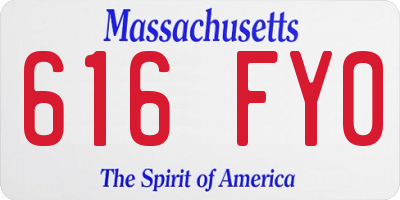 MA license plate 616FY0