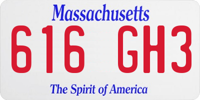 MA license plate 616GH3