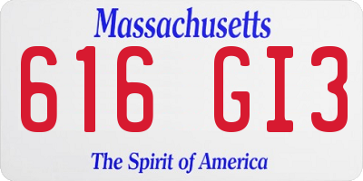 MA license plate 616GI3
