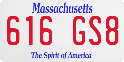 MA license plate 616GS8
